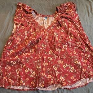 Floral Red Women's Top